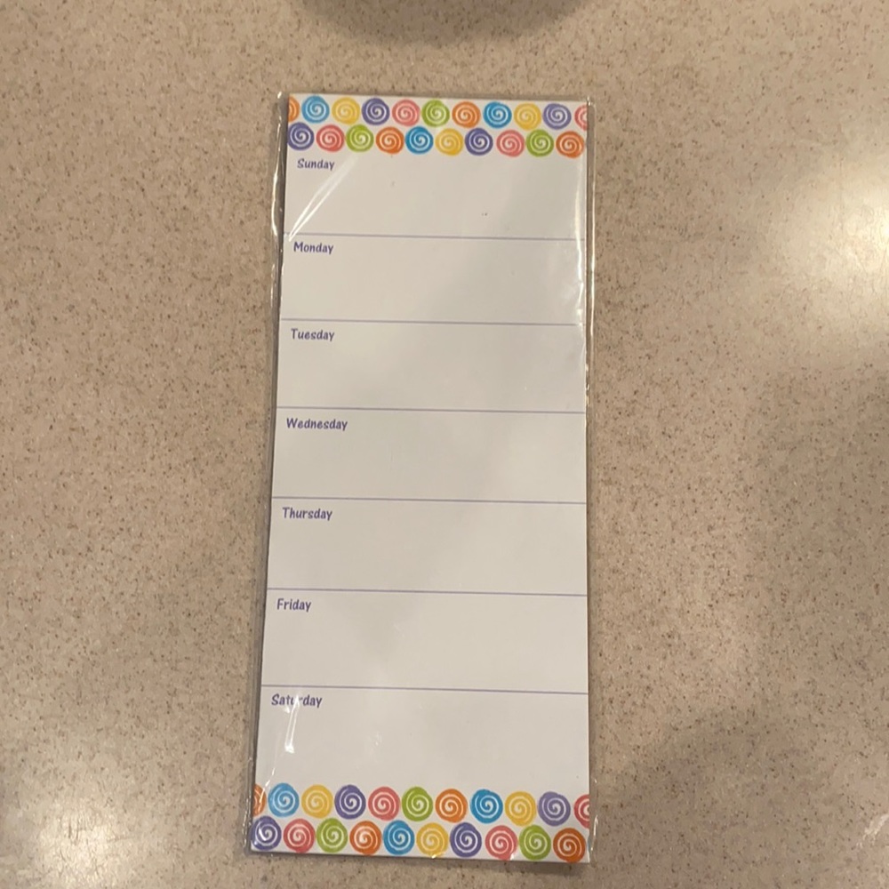 Magnetic days of the week board